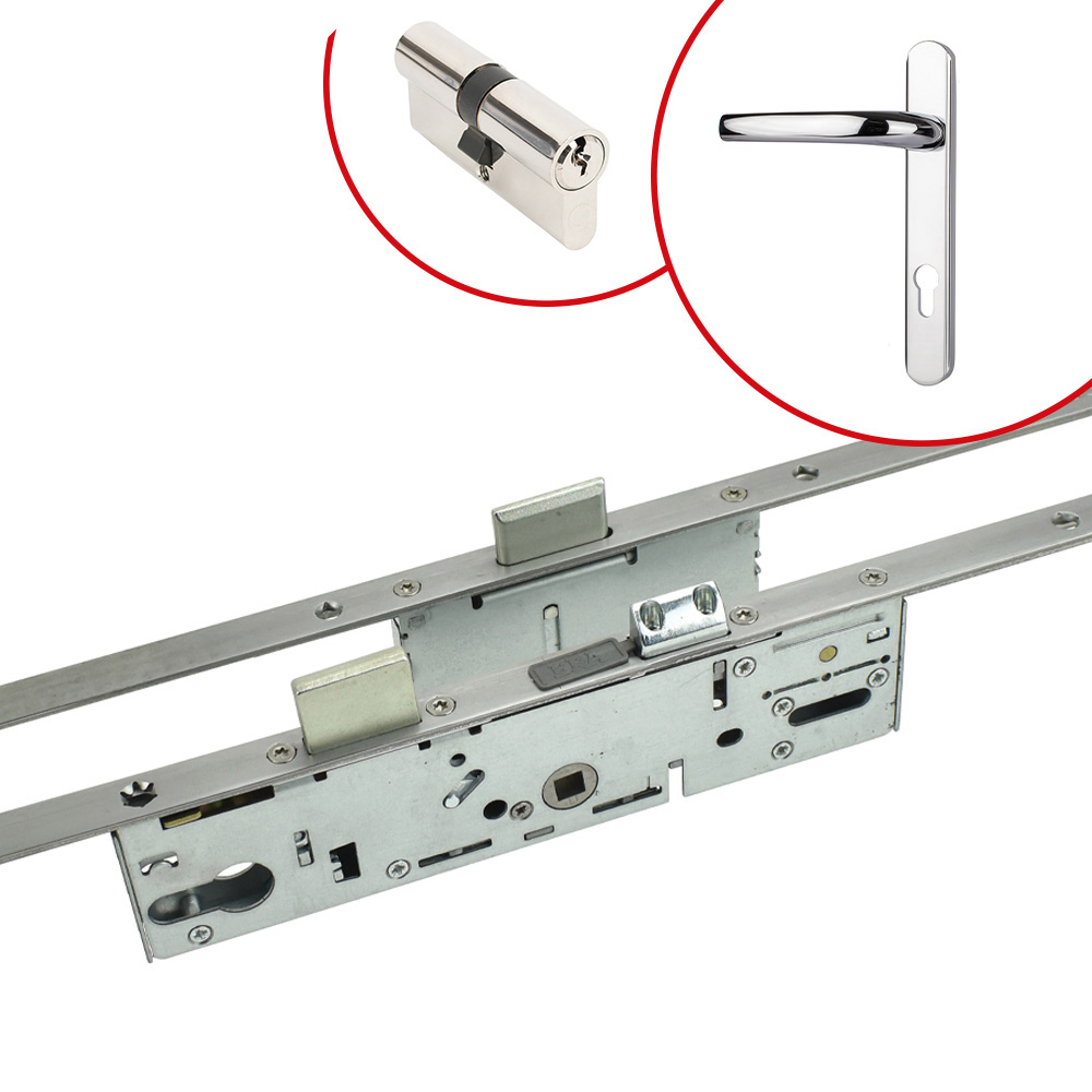 ERA 2 Deadbolt Front Door Lock Kit with Door Cylinder & Alpine Door Handle - Polished Chrome (35mm Backset)